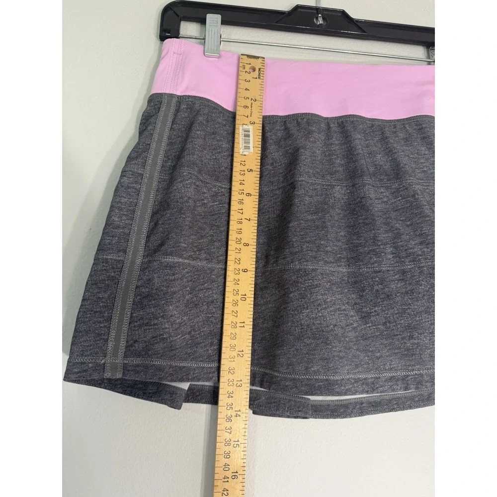 Lululemon Pace Rival Run II Gray Skirt Pink Waist- 6 Tall Tennis Golf Pickleball